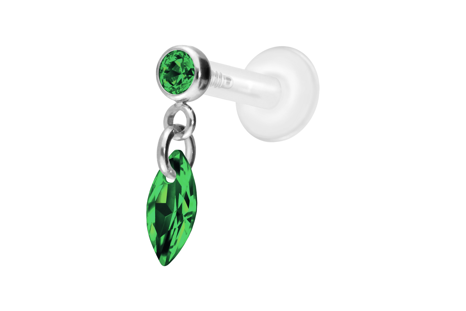 PTFE Labret Piercing mit Innengewinde + Titan-Aufsatz KRISTALLOVAL